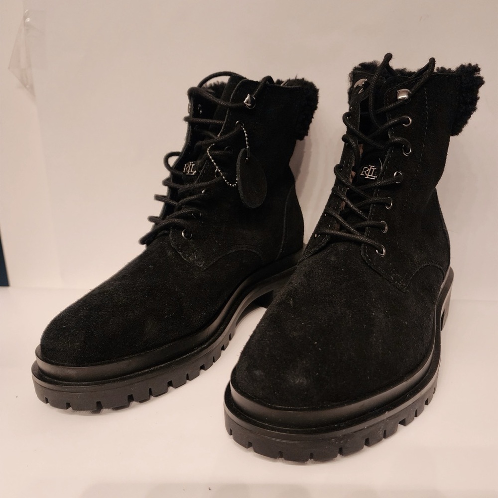 Lauren Ralph Lauren Carlee Bootie Women’s Black Suede Women's Boots Size 7 & 7.5 - Picture 4 of 15